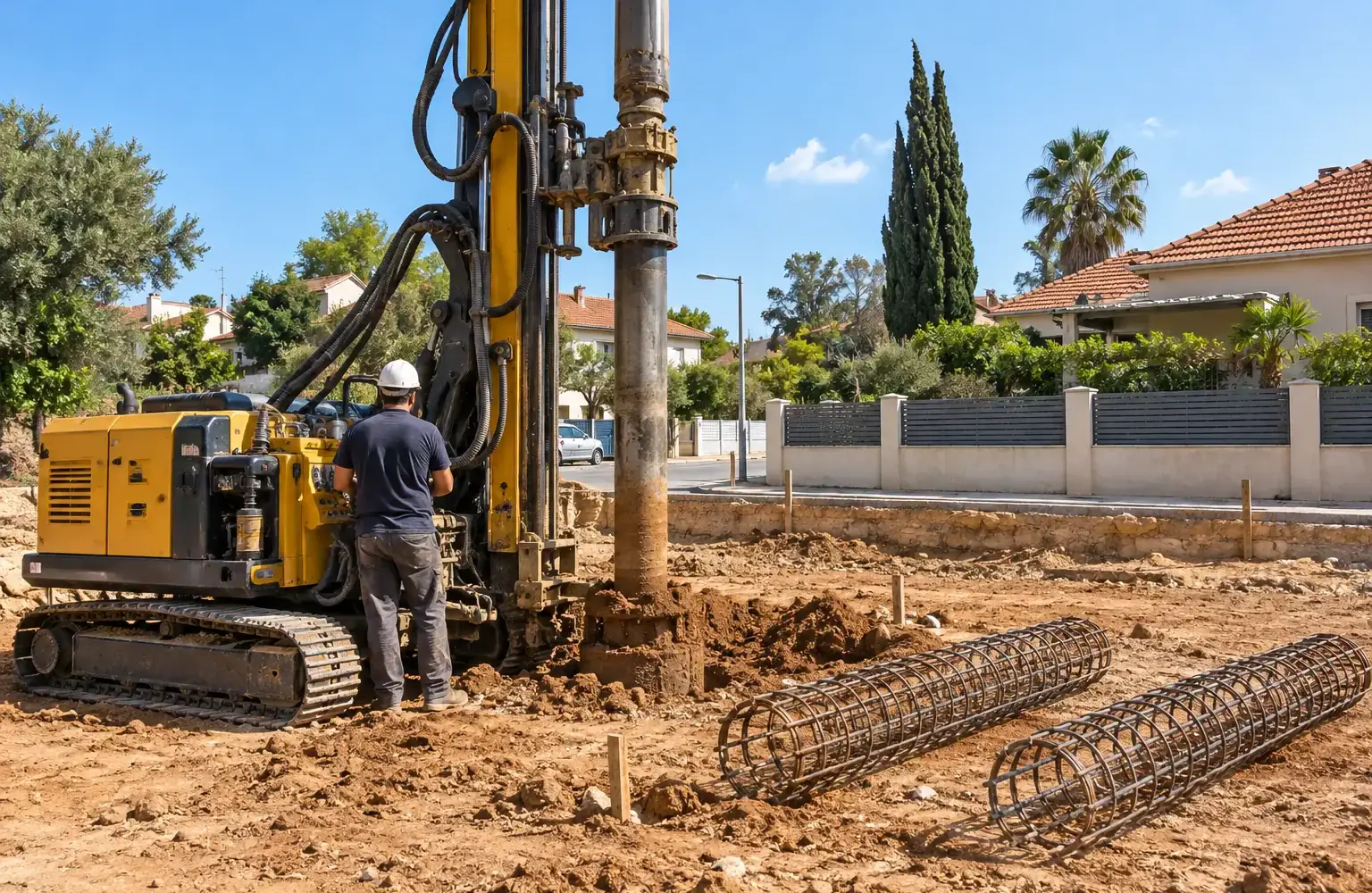 כלונסאות לבית פרטי - מחפרון קידוח ומכונת קידוח קטנה