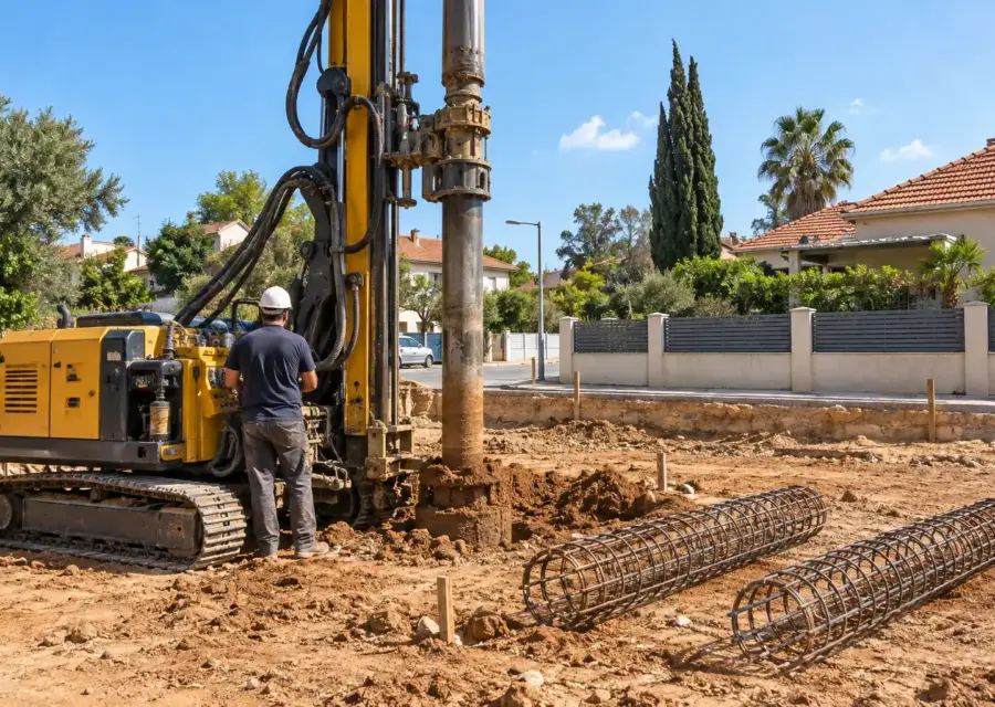 כלונסאות לבית פרטי - מחפרון קידוח ומכונת קידוח קטנה