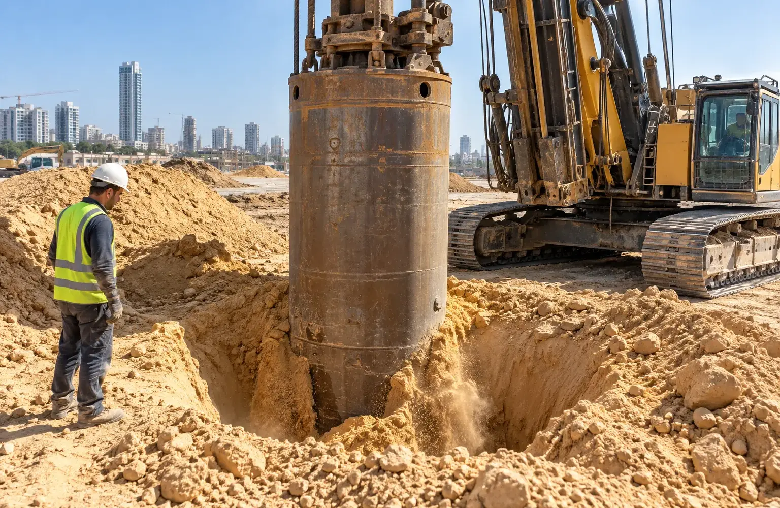 קידוח כלונסאות בקרקע חולית - קייסינג חלקי ו-CFA