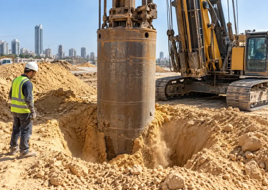 קידוח כלונסאות בקרקע חולית - קייסינג חלקי ו-CFA